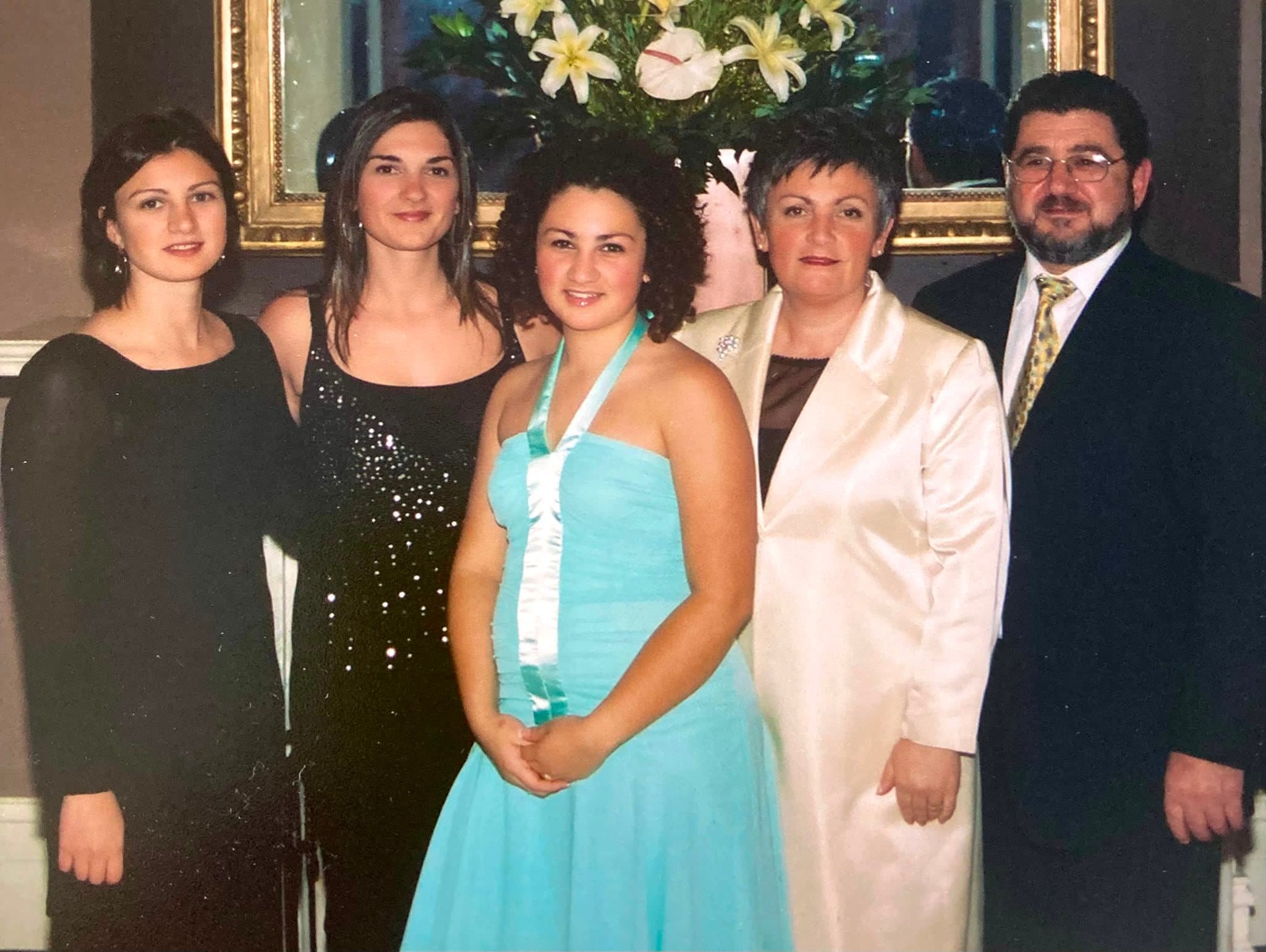 Rita, Anna, Christina, Olga and Nick Athanasopoulous at a formal event